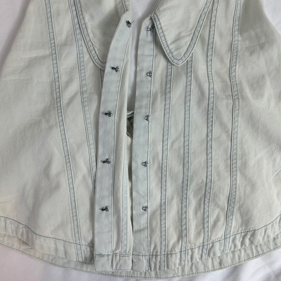 Free‎ People Kiyra Denim Top Vest S Denim Blue Collar Backless Tie Cottagecore - Picture 8 of 14